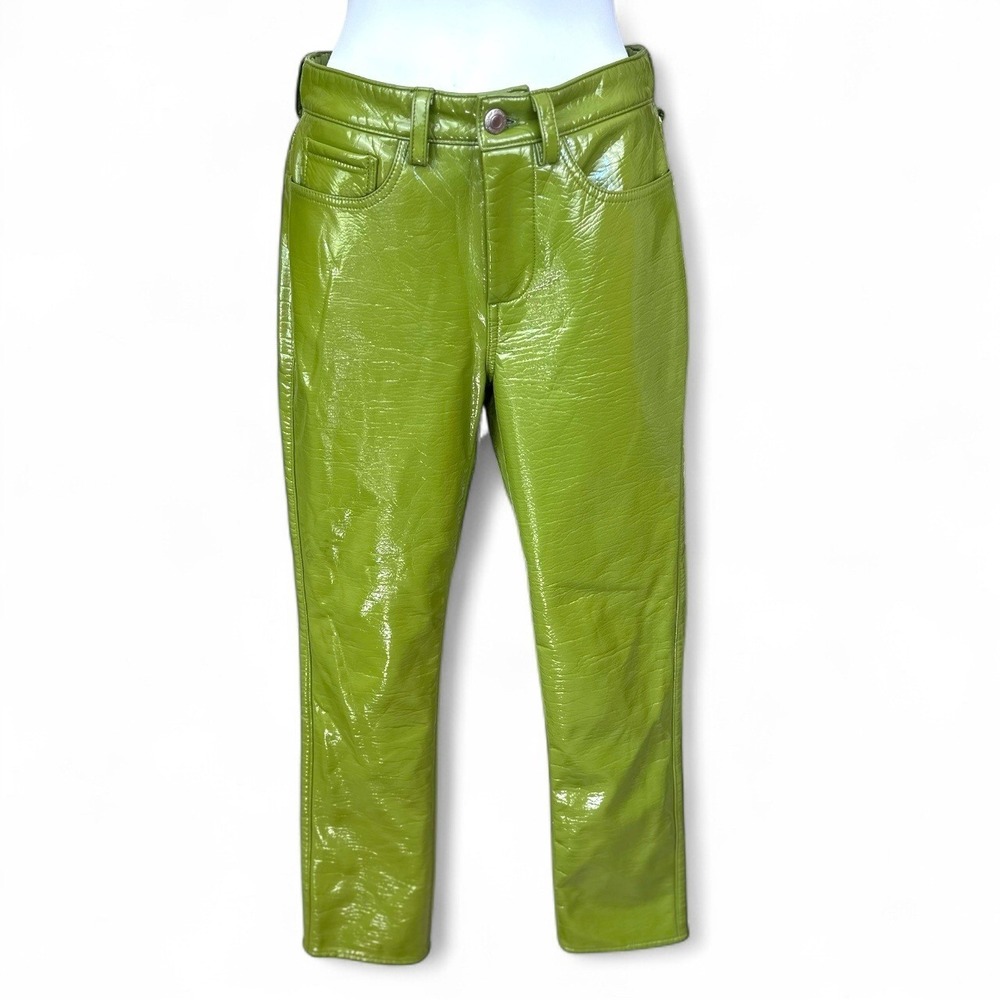 Simon Miller Women's Pants Size 25 Green Vinyl High Rise‎ Cropped - Picture 3 of 16